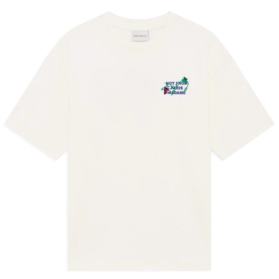 Voorkant van de Drôle de Monsieur Off White T-shirt met Vine Slogan borduring