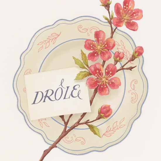 Detail van de Porcelaine print op de Drôle de Monsieur T-shirt in Off White