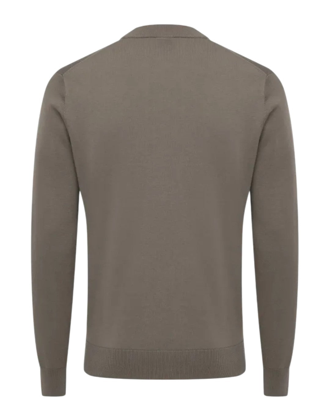 Genti Cotton Like Cashmere Rondehalstrui Medium Brown – achteraanzicht | Checkpoint Mol