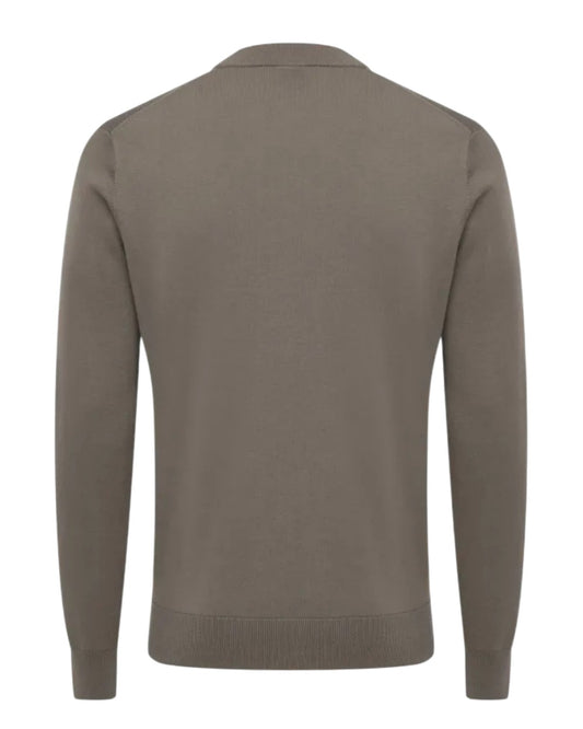 Genti Cotton Like Cashmere Rondehalstrui Medium Brown – achteraanzicht | Checkpoint Mol