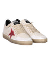 Golden Goose Ball Star in boterbeige nappaleer met craquelé suède ster en witte details