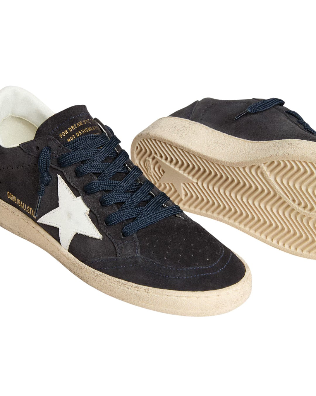 Golden Goose Ball Star damessneaker in donkerblauw suède met witte leren hieltab