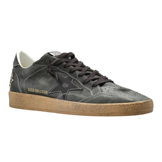 Golden Goose Ball Star herensneaker in donkergroen leer met zwarte hieltab