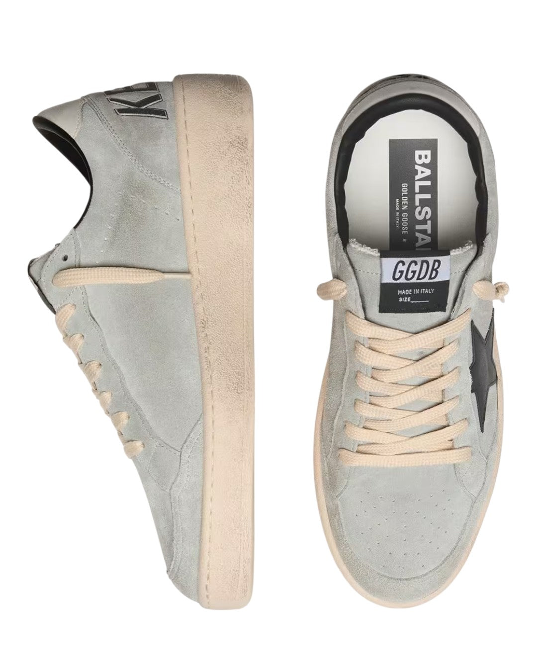 Achterkant van Golden Goose Ball Star Grey Black Cream heren sneaker