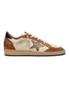 Golden Goose Ball Star herensneaker in wit en beige leer met suède ster en warme aardetinten