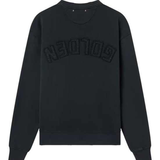 Golden Goose boxy sweatshirt in washed black katoenen fleece met logo patch