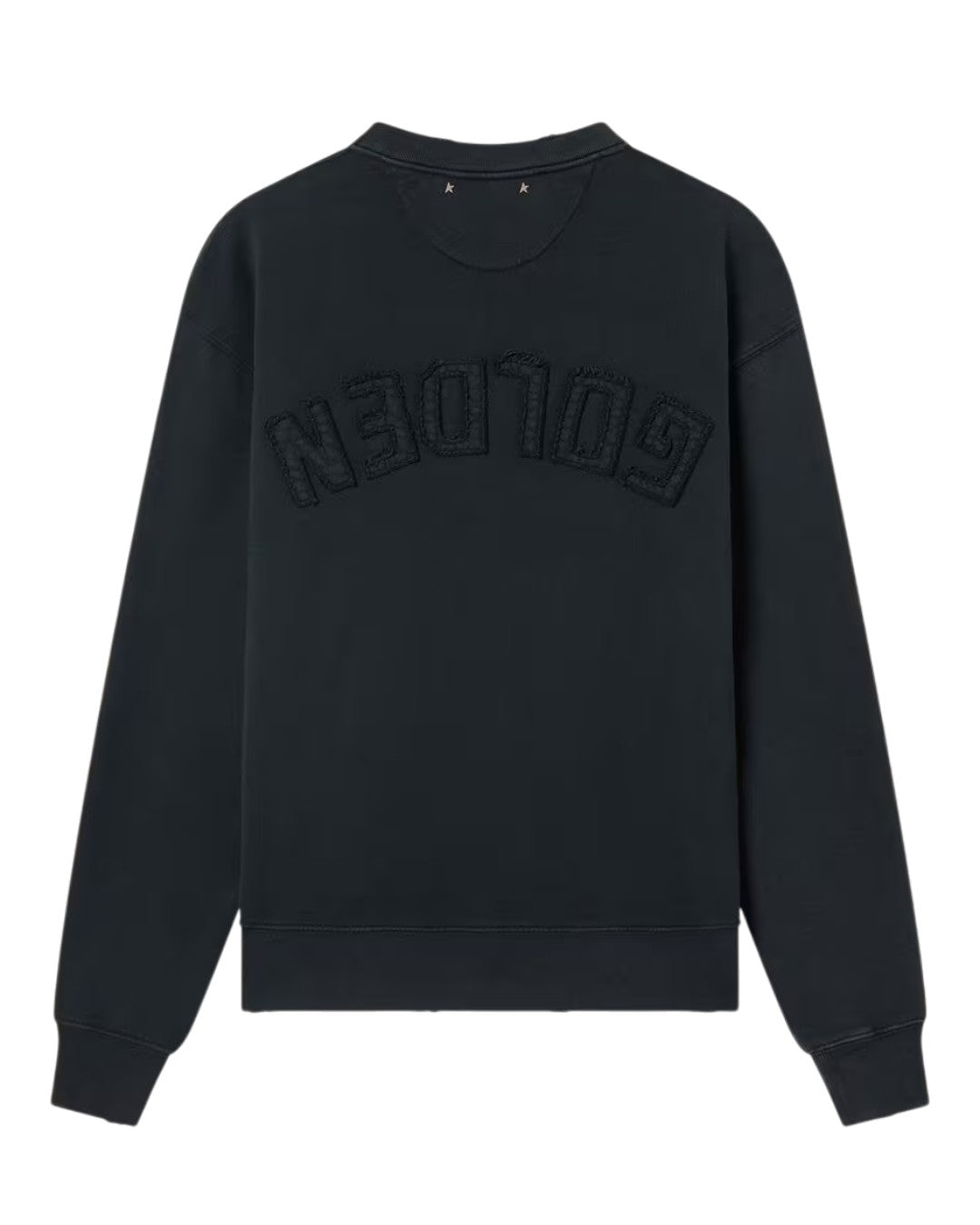 Golden Goose boxy sweatshirt in washed black katoenen fleece met logo patch