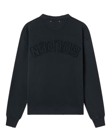 Golden Goose boxy sweatshirt in washed black katoenen fleece met logo patch