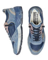 Golden Goose Dad-Star in blauw suède en mesh met zilveren hieltab achterkant