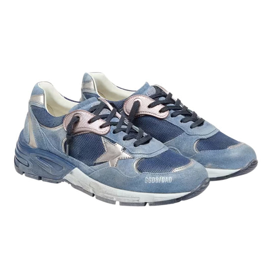 Golden Goose Dad-Star Denim Blue Silver heren sneaker zijaanzicht