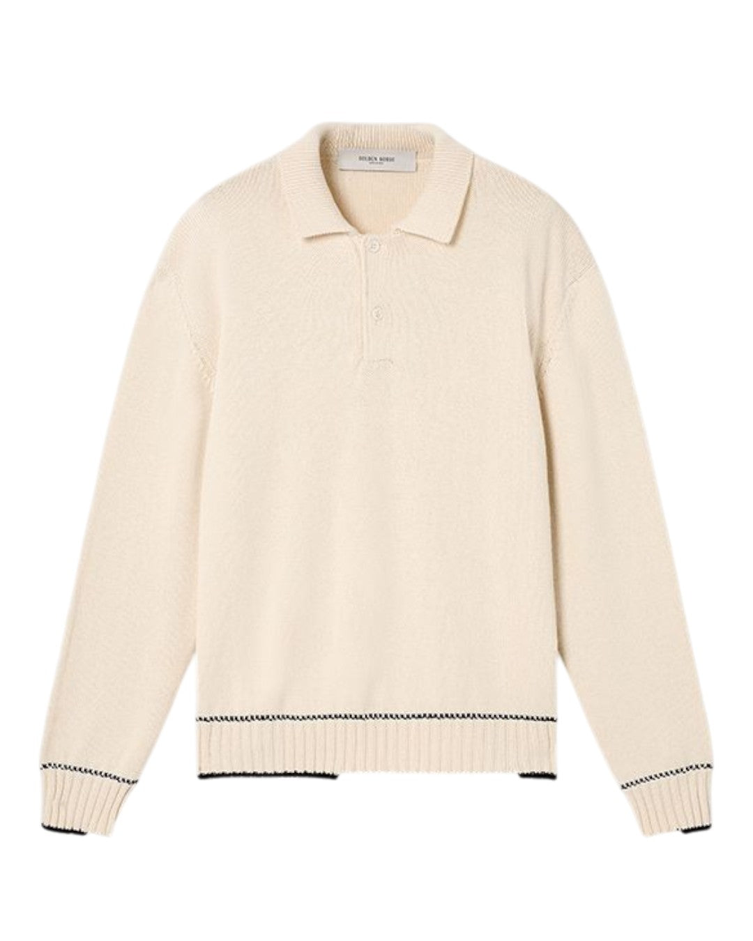 Golden Goose Journey Rindley knit polo voor heren in Heritage White met gebreide structuur