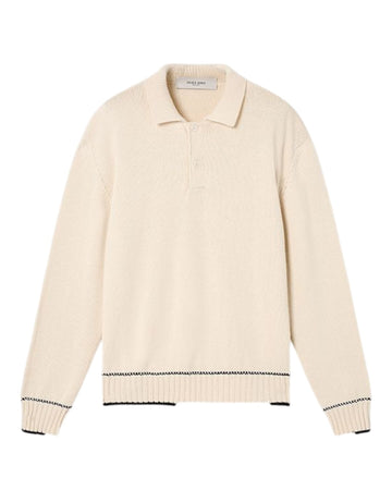Golden Goose Journey Rindley knit polo voor heren in Heritage White met gebreide structuur