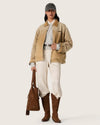 Golden Goose Journey sweatshirt in Grey Melange met oversized fit gedragen door een vrouwelijk model