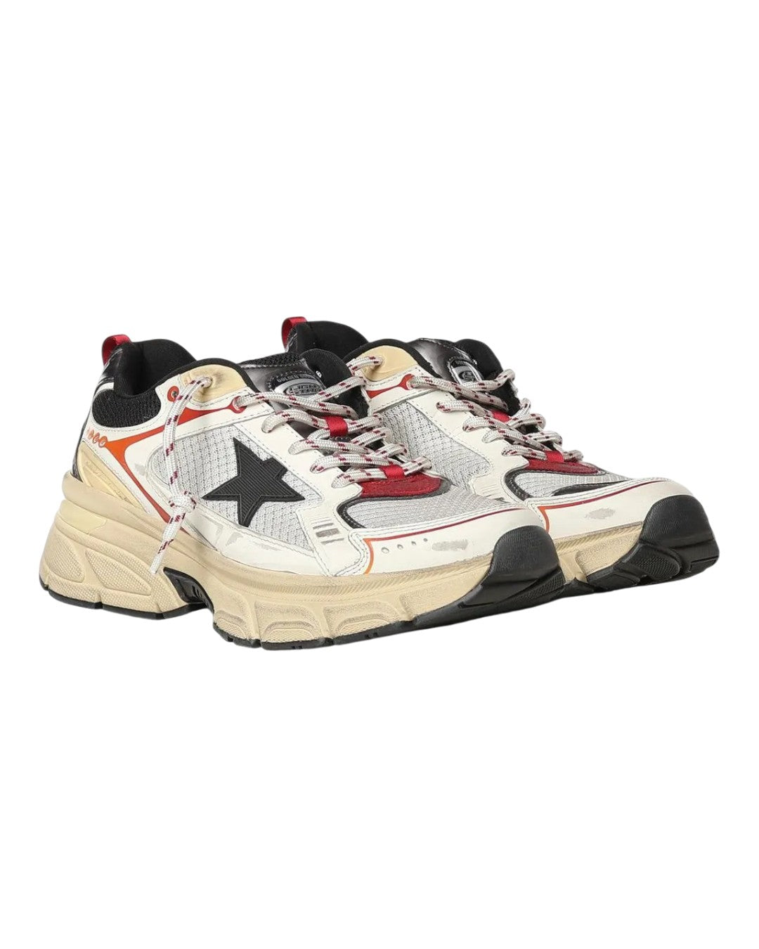 Golden Goose Lightstar in wit mesh met donkergrijze TPU-ster en contrasterende kleurdetails