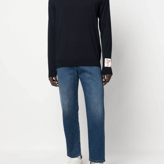Golden Goose Regular Knit Crew Neck in navy van lichte merinowol