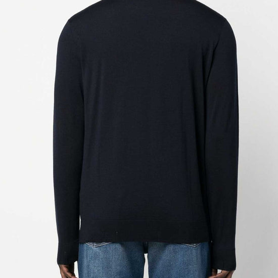 Golden Goose Regular Knit heren trui in navy van lichte merinowol met klassieke ronde hals