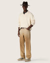 Detail van Golden Goose Rindley polo in Heritage White met gebreide structuur en onafgewerkte afwerking