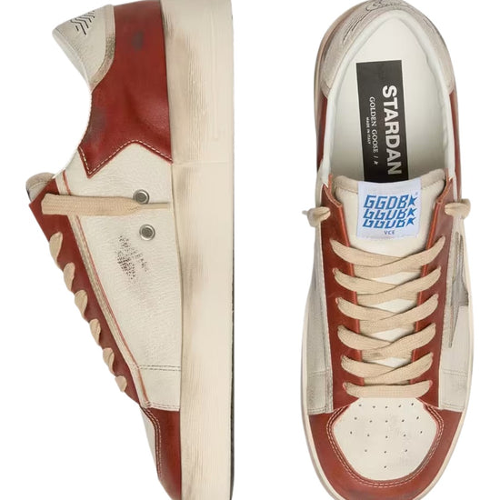 Golden Goose Stardan heren sneaker White Brick Red Olive Green met lived-in effect