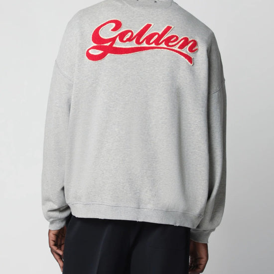 Golden Goose unisex sweatshirt in grijs melange met geborduurd logo op de rug