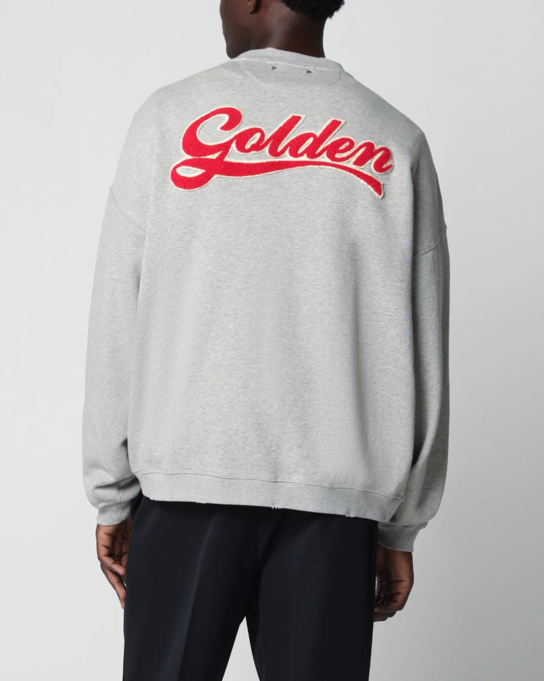 Golden Goose unisex sweatshirt in grijs melange met geborduurd logo op de rug