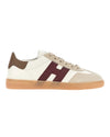 Zijaanzicht van de Hogan Cool sneaker in White Burgundy met Hogan H aan de zijkant