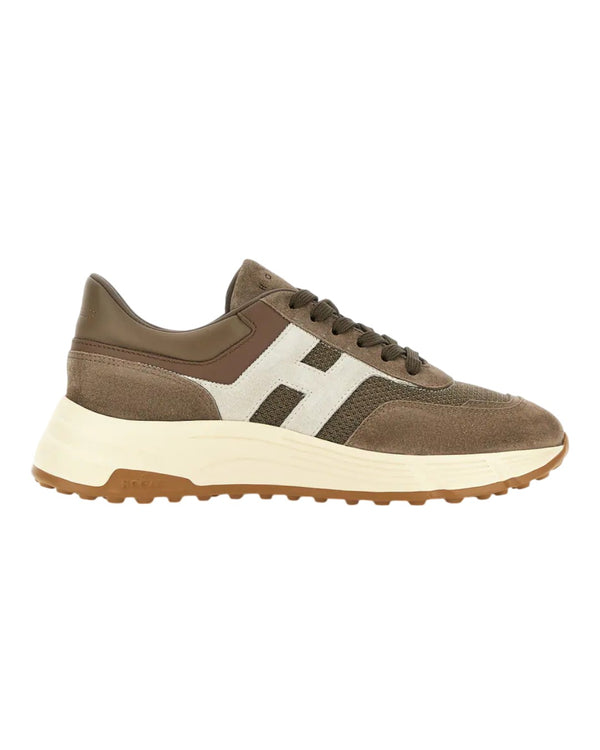 Hogan Hyperlight Sneakers in Brown Beige Mesh bij Checkpoint Mol