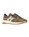 Zijaanzicht van de Hogan Hyperlight sneaker in Brown Beige Mesh