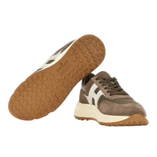 Detail van de lichte zool van de Hogan Hyperlight Sneakers Brown Beige Mesh
