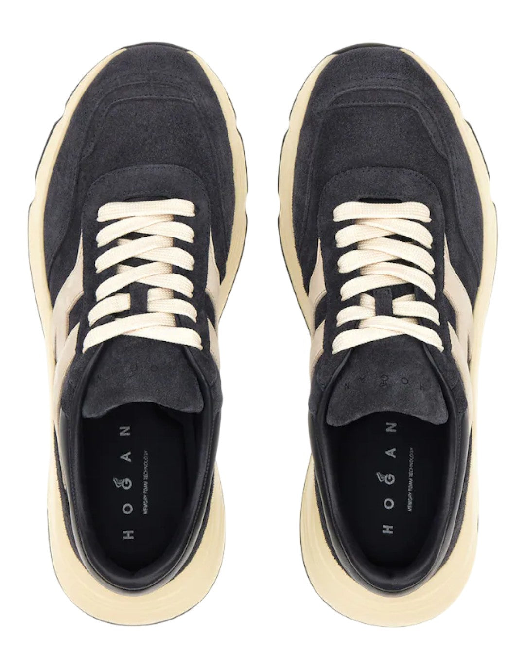Detail van de lichte rubberen zool met noppenprofiel van de Hogan Hyperlight H563 Sneakers Blue