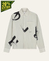 Charcoal White Brushstroke Logo Stripe Shirt