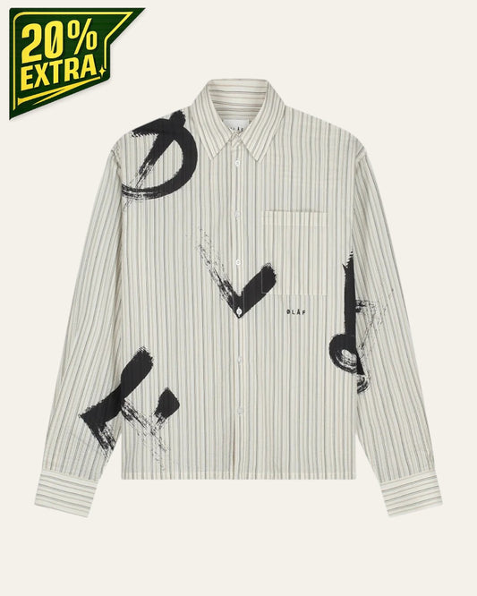 Charcoal White Brushstroke Logo Stripe Shirt