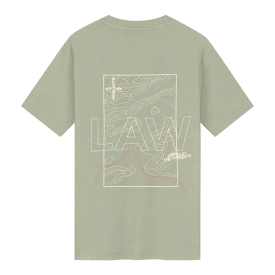achterkant packsjot van de Law of the Sea Oceana Artwork Tee in zacht groen