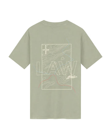achterkant packsjot van de Law of the Sea Oceana Artwork Tee in zacht groen