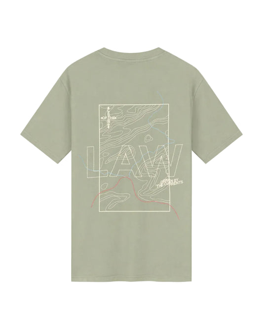 achterkant packsjot van de Law of the Sea Oceana Artwork Tee in zacht groen