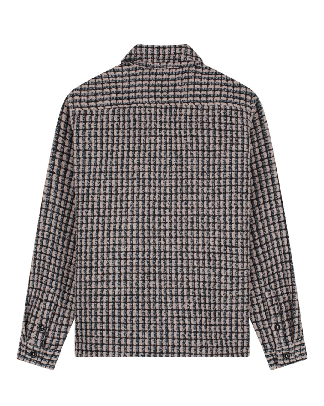 Law of the Sea Sounder Bouclé Ruitovershirt Elderberry – achteraanzicht | Checkpoint Mol