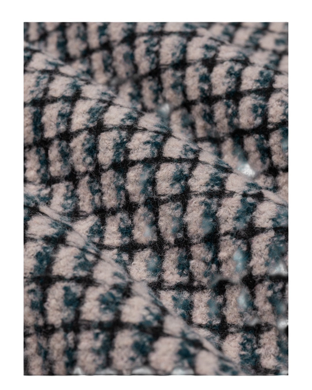 Law of the Sea Sounder Bouclé Ruitovershirt Elderberry – detail van de boucléstructuur | Checkpoint Mol
