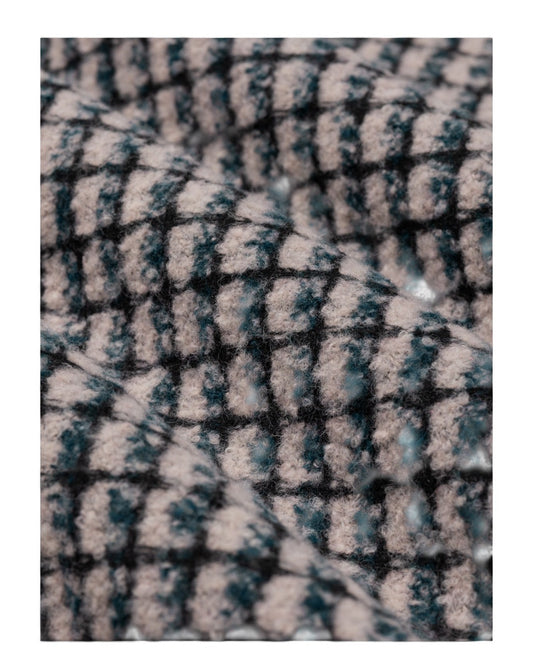 Law of the Sea Sounder Bouclé Ruitovershirt Elderberry – detail van de boucléstructuur | Checkpoint Mol