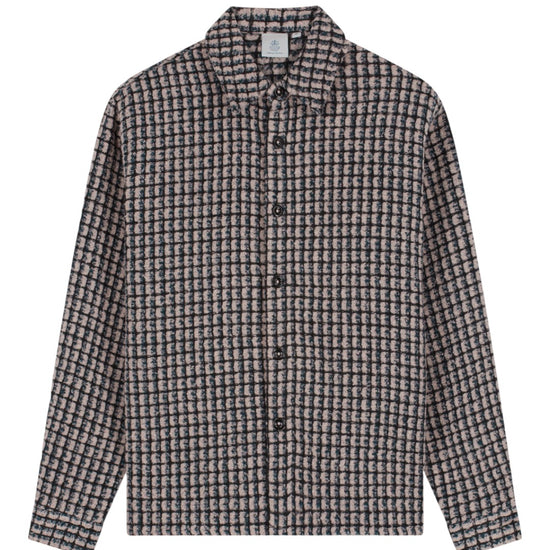 Law of the Sea Sounder Bouclé Ruitovershirt Elderberry – vooraanzicht | Checkpoint Mol