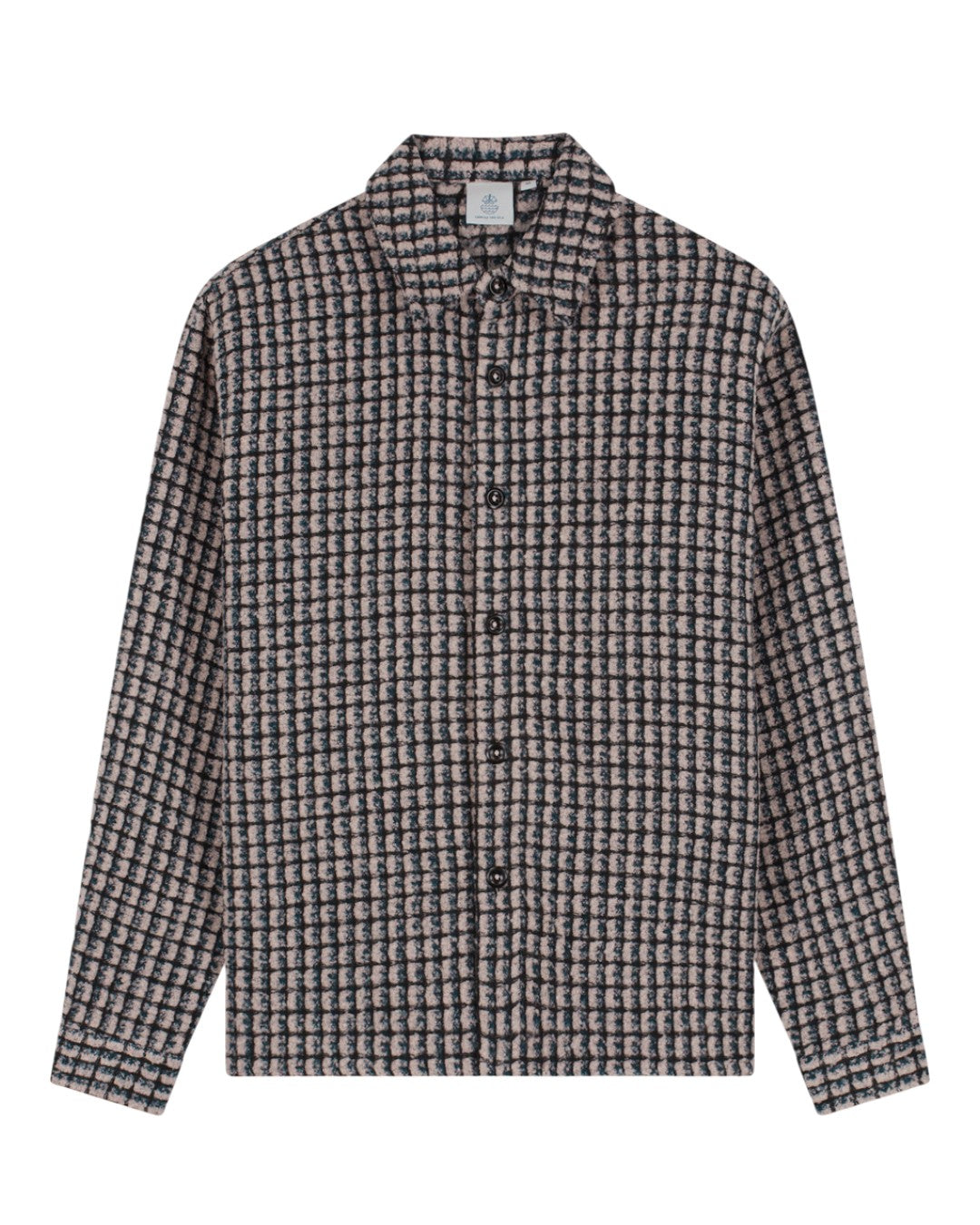 Law of the Sea Sounder Bouclé Ruitovershirt Elderberry – vooraanzicht | Checkpoint Mol