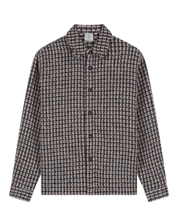 Law of the Sea Sounder Bouclé Ruitovershirt Elderberry – vooraanzicht | Checkpoint Mol