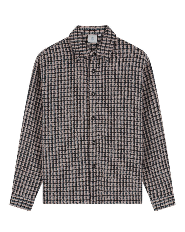 Law of the Sea Sounder Bouclé Ruitovershirt Elderberry – vooraanzicht | Checkpoint Mol