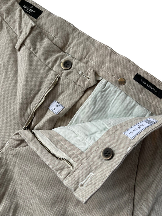 Mason’s Torino Stretch Slim Fit Celeste Beige Stucco Print