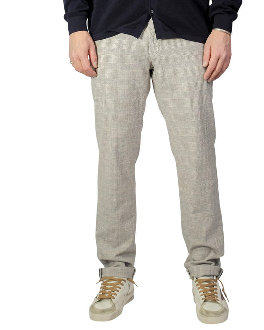 Mason’s Torino Stretch Slim Fit Grijs Beige Ruitje