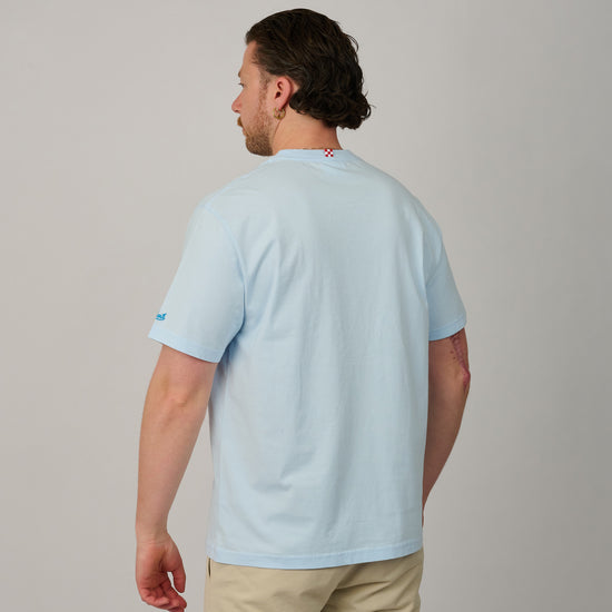 achterkant van MC2 Saint Barth Austin Padel Club heren T-shirt met borstzakje en speelse verborgen print bij Checkpoint Mol