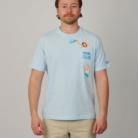 MC2 Saint Barth Austin Padel Club heren T-shirt met borstzakje en speelse verborgen print bij Checkpoint Mol