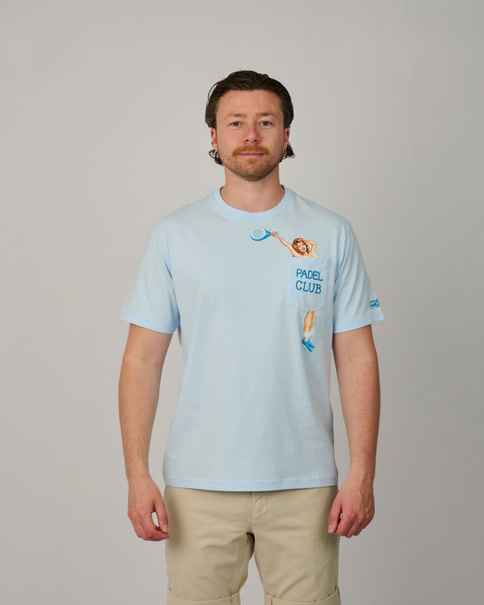 MC2 Saint Barth Austin Padel Club heren T-shirt met borstzakje en speelse verborgen print bij Checkpoint Mol