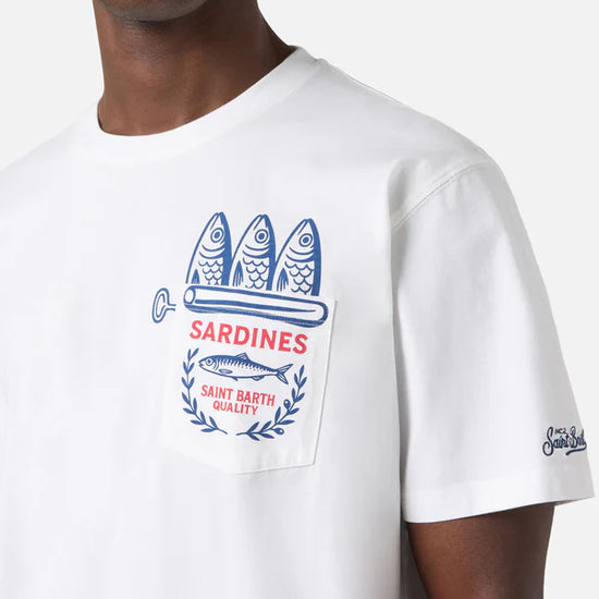MC2 Saint Barth Austin Sardine heren T-shirt met borstzakje en sardienenblik-print bij Checkpoint Mol