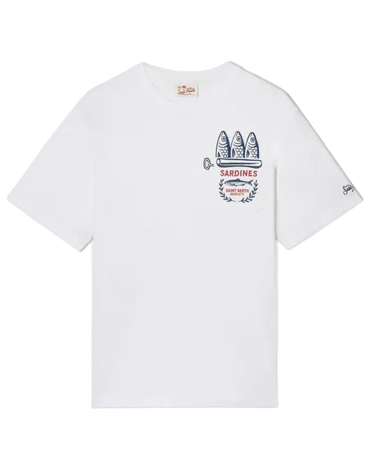 MC2 Saint Barth Austin Sardine heren T-shirt met borstzakje en sardienenblik-print bij Checkpoint Mol
