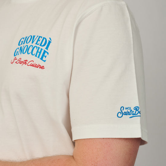 frontprint van MC2 Saint Barth Giovedì Gnocche heren T-shirt met grappige Italiaanse backprint bij Checkpoint Mol