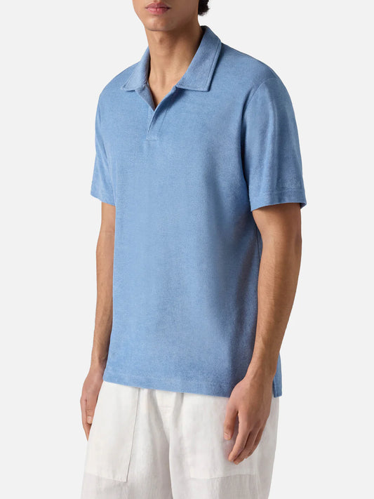 MC2 Saint Barth badstof polo in zachte Powder Blue tint